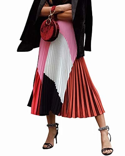 Graffiti Pleated Skirts with Cartoon Print for Women — Color Block