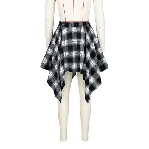 Atyfuniby Women's High Waisted Plaid Mini Skater Skirt with Knot Front