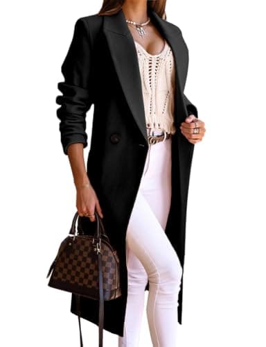 Long Wool Coats for Women - Winter/Fall Peacoat Trench Coat — Black