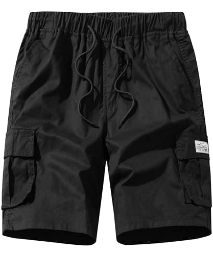 Vcansion Men's Casual Cotton Camo Cargo Shorts with Multiple Pockets — 02black