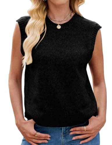 IDEALSANXUN Women's Lightweight Knit Sweater Vest Crop Top Bow Tie Casual — Black
