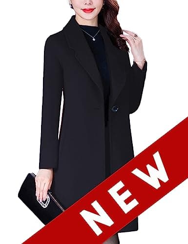 Bankeng Women Winter Mid-Long Wool Blend Notch Lapel Coat — Z-black1