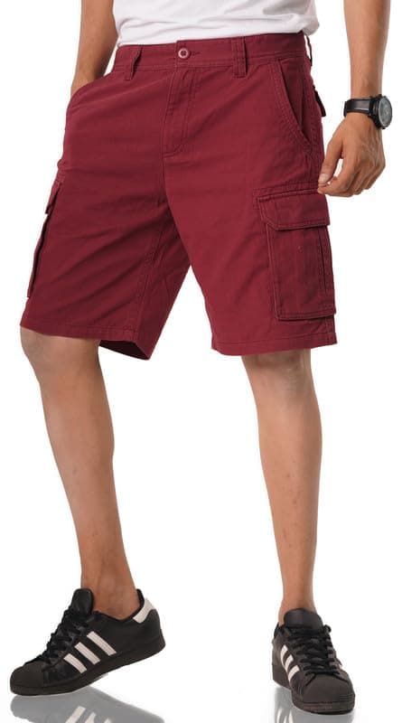 Alamo Men's Regular Fit 100% Cotton Heavy Duty Cargo Shorts — Oxblood