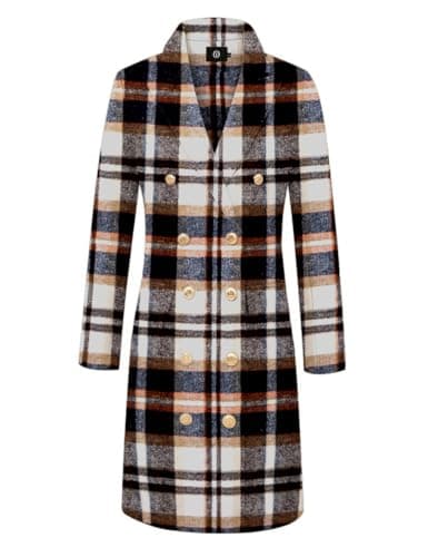Plaid Wool Trench Coat for Women - 2024 Fall/Winter Collection