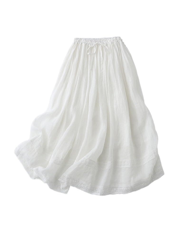 2024 Summer Linen Women's Skirt with Elastic Waist