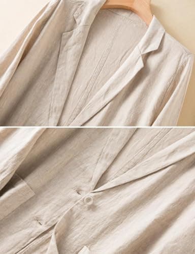 IDEALSANXUN Womens Linen Blazer - Lightweight Casual Suit Jacket