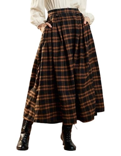 Scarlet Plaid High-Waist Skirt for Women with Pockets
