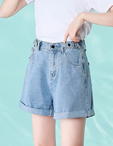 COWOKA Women's Summer Casual Loose Wide Leg Rolled Up Shorts
