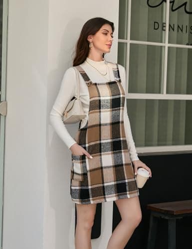 Plaid Overall Dress for Women: Fall/Winter Pinafore Jumper
