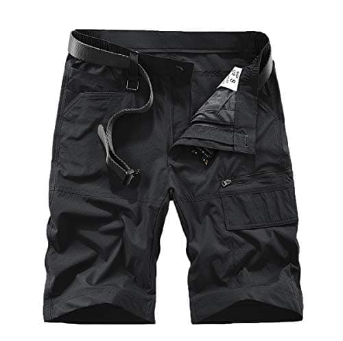 Kolongvangie Men's Outdoor Comfortable Lightweight Cargo Shorts with Multi Pockets — S01# Black