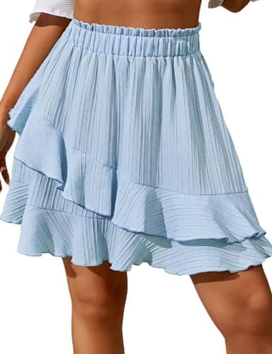 Ruffle Mini Skirt for Women. — Blue