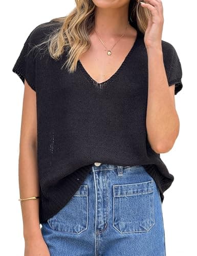 IDEALSANXUN Women's V-Neck Sleeveless Knit Sweater Vest — Black