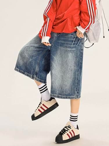EMMIOL Women's Wide Leg Denim Jorts Shorts Y2K Summer Style
