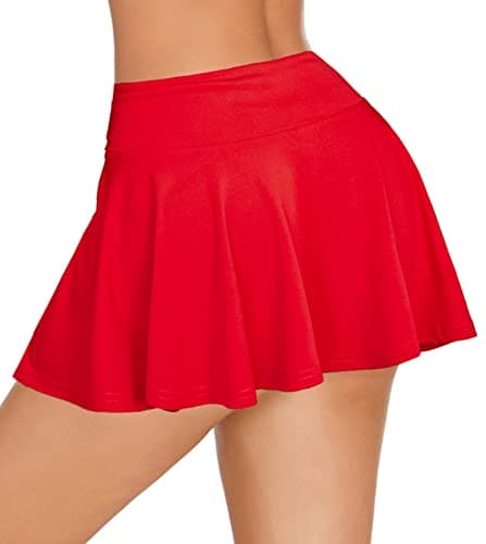 Avidlove Mini Pleated Drawstring Skater Skirt S-XXL — Red