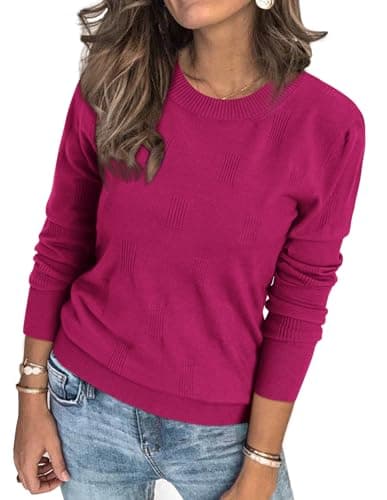 Womens Arach&Cloz Knit Sweater Long Sleeve Casual Spring Outfit Fashion — A-dark Rose