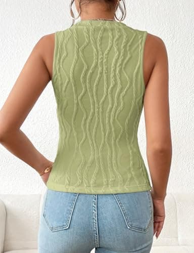 IDEALSANXUN High Neck Tank Top for Women Summer Slim Fit Pullover Vest