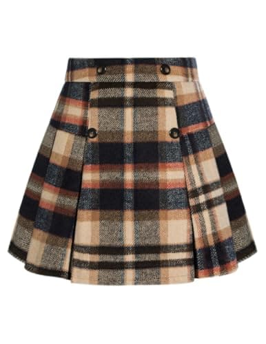 Women's 2024 Plaid Mini Skirt by Kate Kasin — Brown