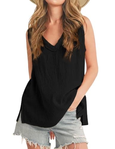 IDEALSANXUN Women's V-Neck Sleeveless Top Summernotated(length: 54)