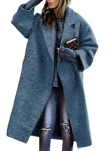 Chouyatou Women's Winter Double Breasted Midi Wool Coat — Blue