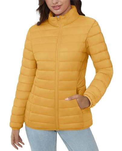 Women's Lightweight Quilted Puffer Jacket with 4 Pockets — Ginger