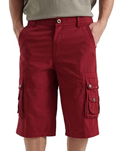 Best South Men's Comfortable Twill Cargo Shorts with Multiple Pockets — Red