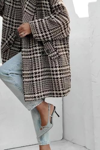 Chouyatou Women's Winter Houndstooth Wool Blend Peacoat