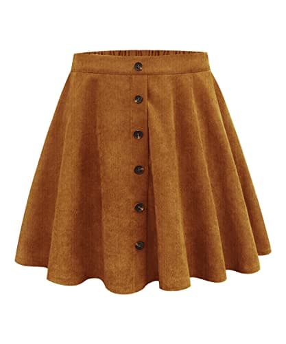 RITERA Plus Size Flared Casual Mini Skater Skirt/Pleated Plaid XL-5XL — 01-solid Coffee