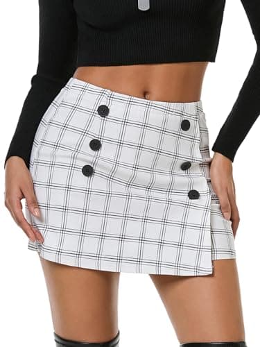 Plaid Bodycon Mini Skirts for Women: Trendy Winter Y2K Fashion — White Plaid