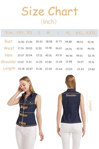 LIYEZ Women's Sleeveless Denim Vest with Pockets and Zipper