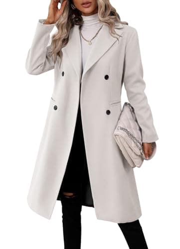 Danedvi Women's Slim Fit Double Breasted Pea CoatWinter Jacket — M-white