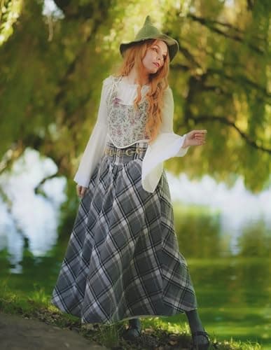 Victorian Plaid Maxi Skirt for Women