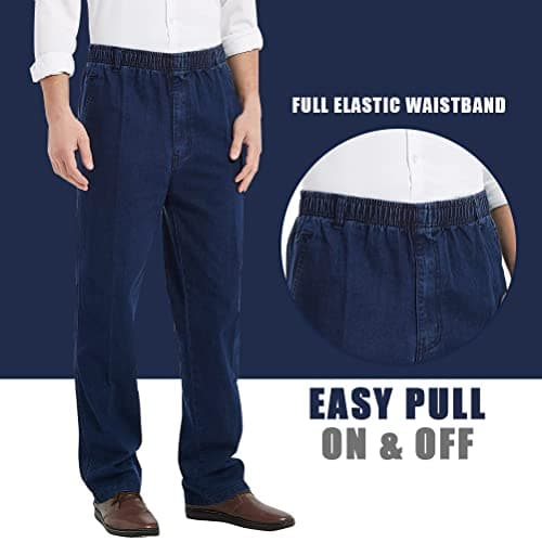 Men's Elastic Waist Casual Loose Fit Denim Jeans