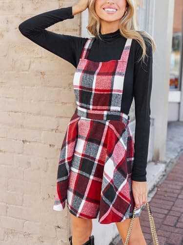 CUPSHE Women's Red Plaid Mini Dress