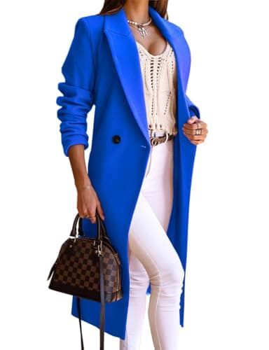 Long Wool Coats for Women - Winter/Fall Peacoat Trench Coat — Royal Blue
