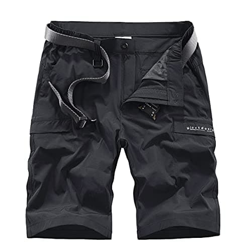 Kolongvangie Men's Outdoor Comfortable Lightweight Cargo Shorts with Multi Pockets — Q02# Black
