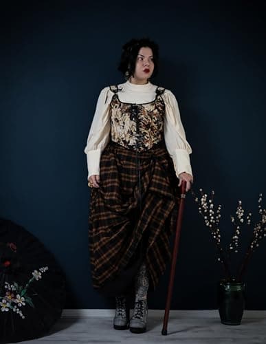 Scarlet Plaid High-Waist Skirt for Women with Pockets