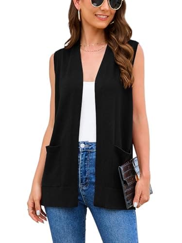 Veryoung Women's 2025 Sleeveless Knit Cardigan Vests with Cozy Pockets (S-3XL)