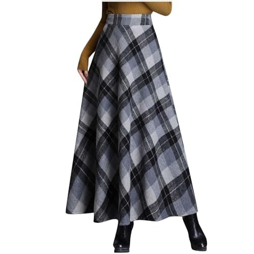 2024 Fall/Winter High Waist Wool Plaid Skirt for Women - Casual and Bodycon — 05 Gray