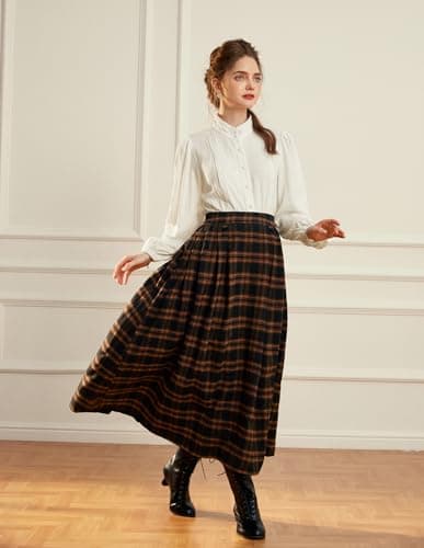 Scarlet Plaid High-Waist Skirt for Women with Pockets