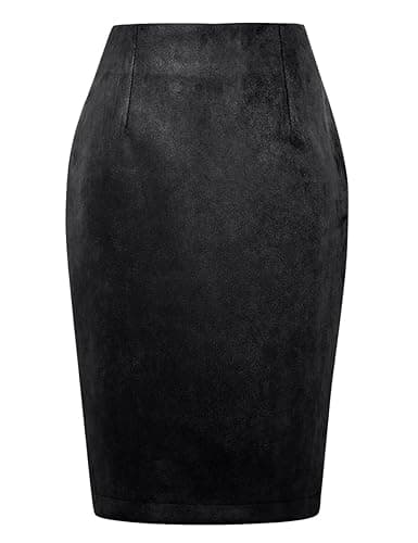 2024 Fall/Winter Plaid Midi Skirt for Women — Suede Black