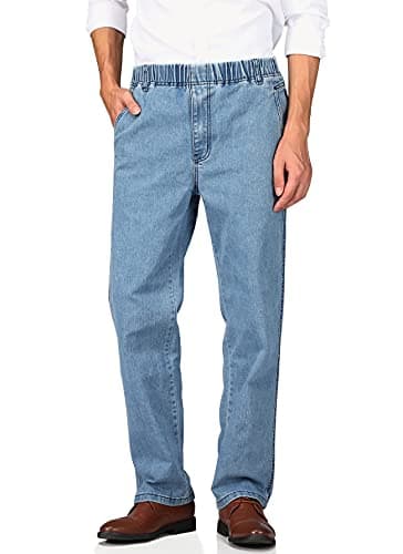 Soojun Men's Casual Loose Fit Elastic Waist Denim Jeans