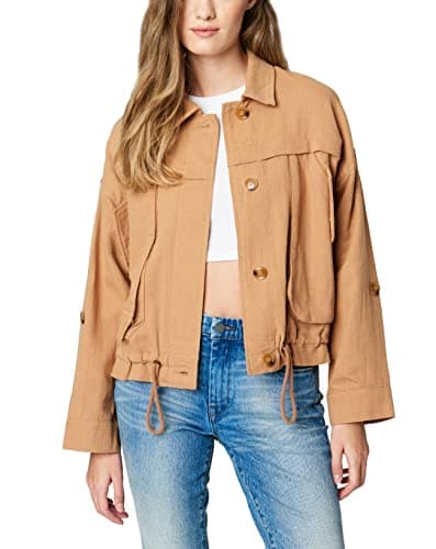BLANKNYC Women's Luxury Linen Utility Jacket with Pockets