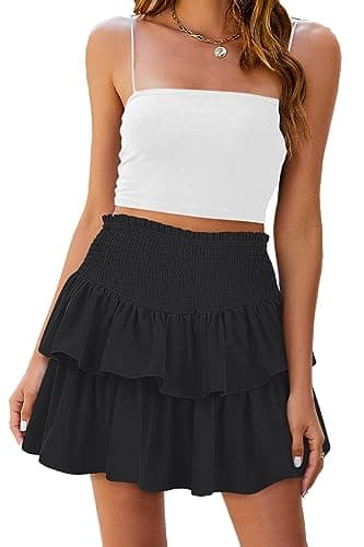 Vigorics Women's High Waist Tiered Mini Skirt with Shorts