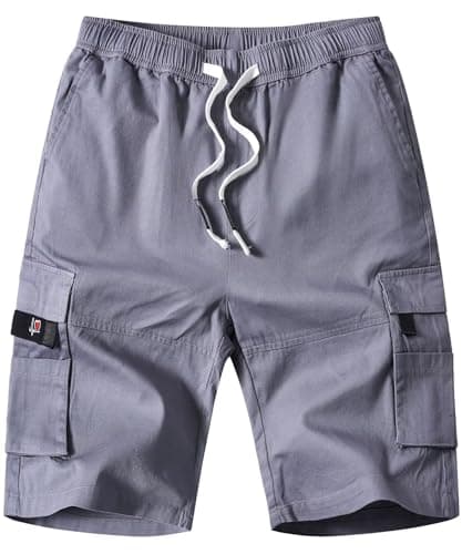 ELETOP Men's Cargo Shorts With Elastic Waist — 901 Silver Grey