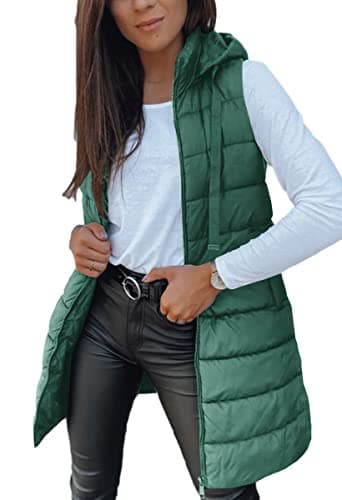 Women's Winter Hooded Puffer Vest — Green