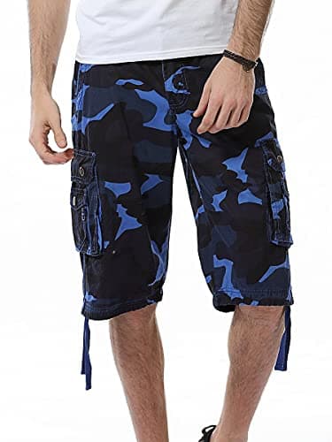 IDEALSANXUN Men's Casual Loose Fit Multi-Pocket Military Style Shorts