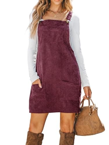 CUPSHE Women's Summer Corduroy Mini Dress with Front Pocket — Wine Red