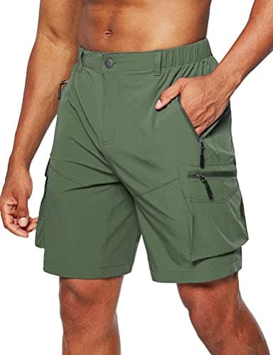 IDEALSANXUN Men's Cargo Shorts: Casual Work, Baggy, Hiking Tactical Summer Shorts — Green