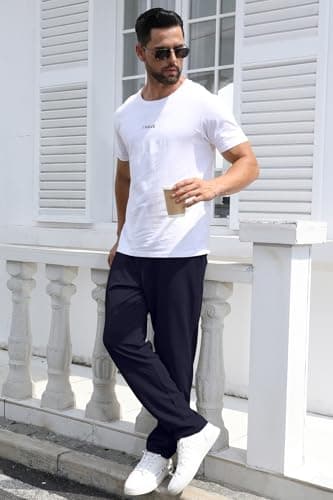 Aiyino Men's Casual Elastic Waist Jogger Pants with Pockets