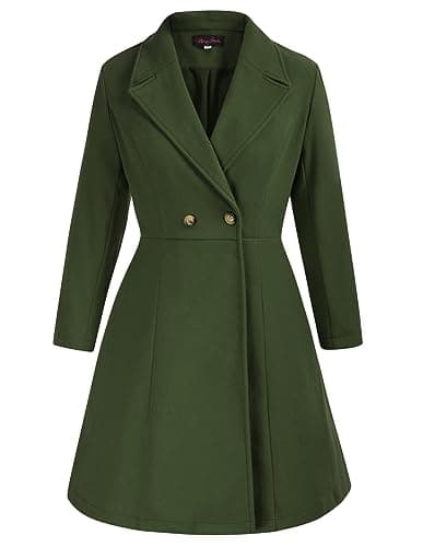Hanna Nikole Women's Plus Size Wool Trench Coats — Army Green